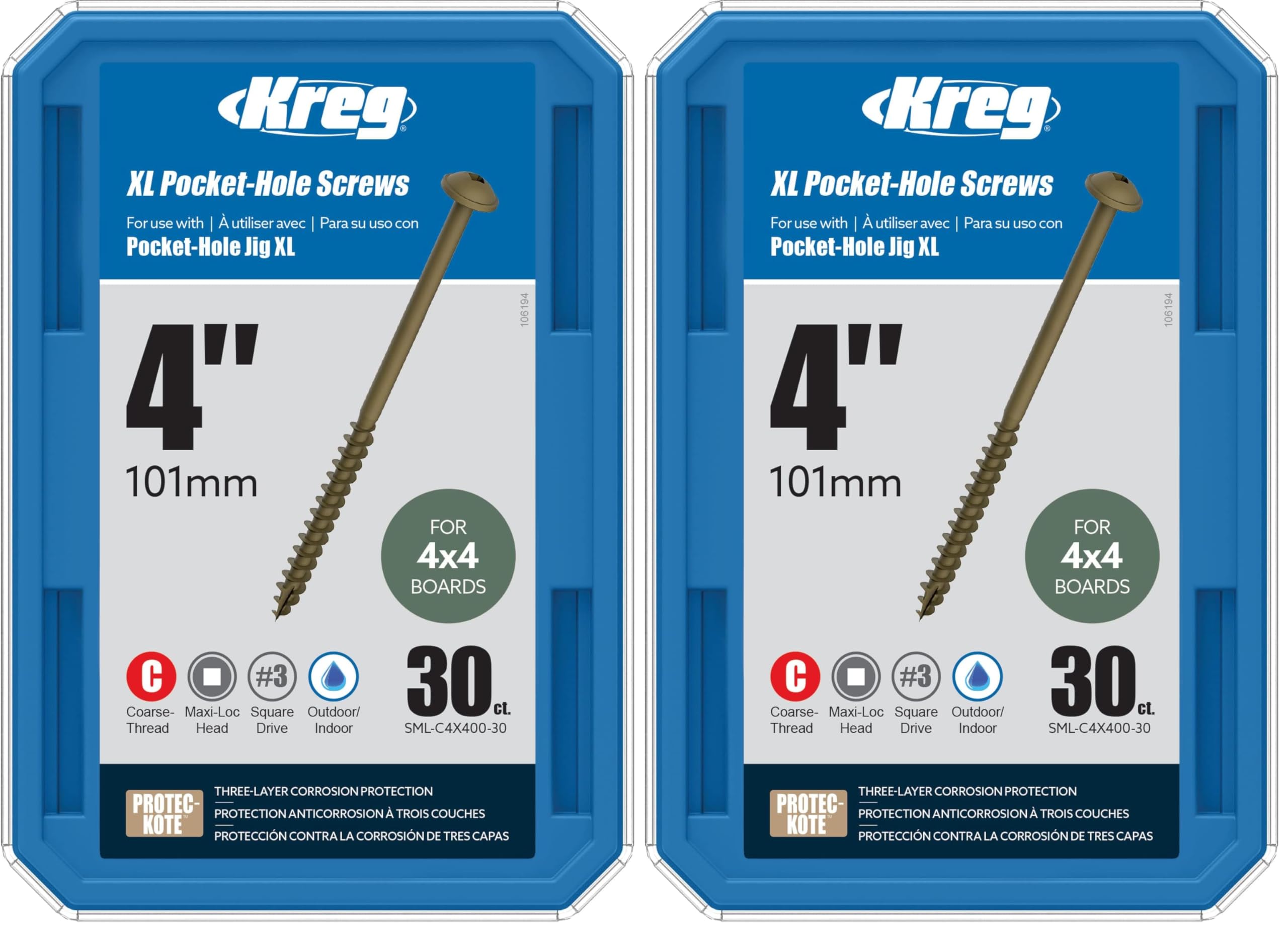 Amazon.com: Kreg SML-C4X400-30 XL Pocket-Hole Screws 4